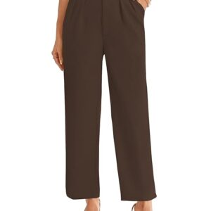 Shasmi Women’s High Waist Pleated Straight Leg Trousers – Elegant Solid Color Work Pants with Pockets, Casual Office Wear Polyester Blend Wide Leg Suit Pants (Trouser 235)