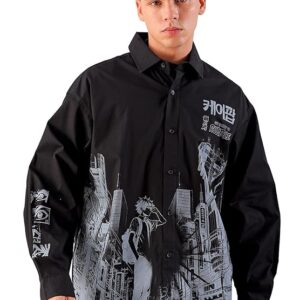 The Indian Garage Co Men Oversized Anime Print Full Sleeves Cutaway Collar Street Wear Shirt